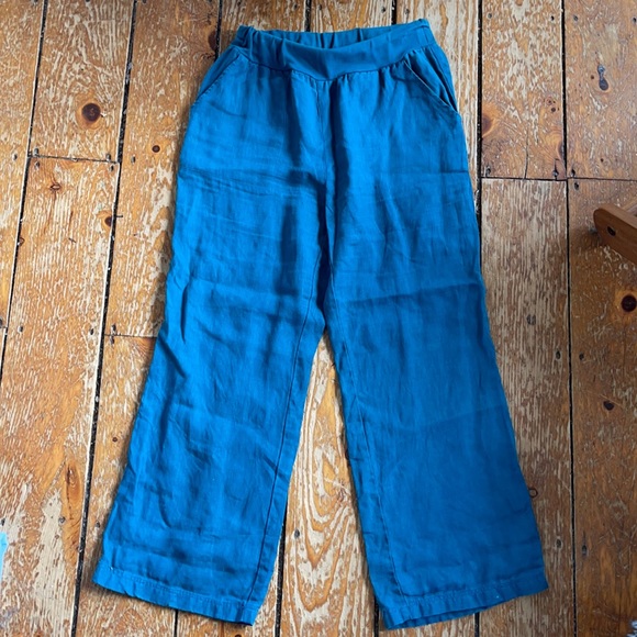 Size 8 100% linen Seasalt Cornwall UK Teal Sea Rocket Trouser, linen pants, US 8 - Picture 2 of 9